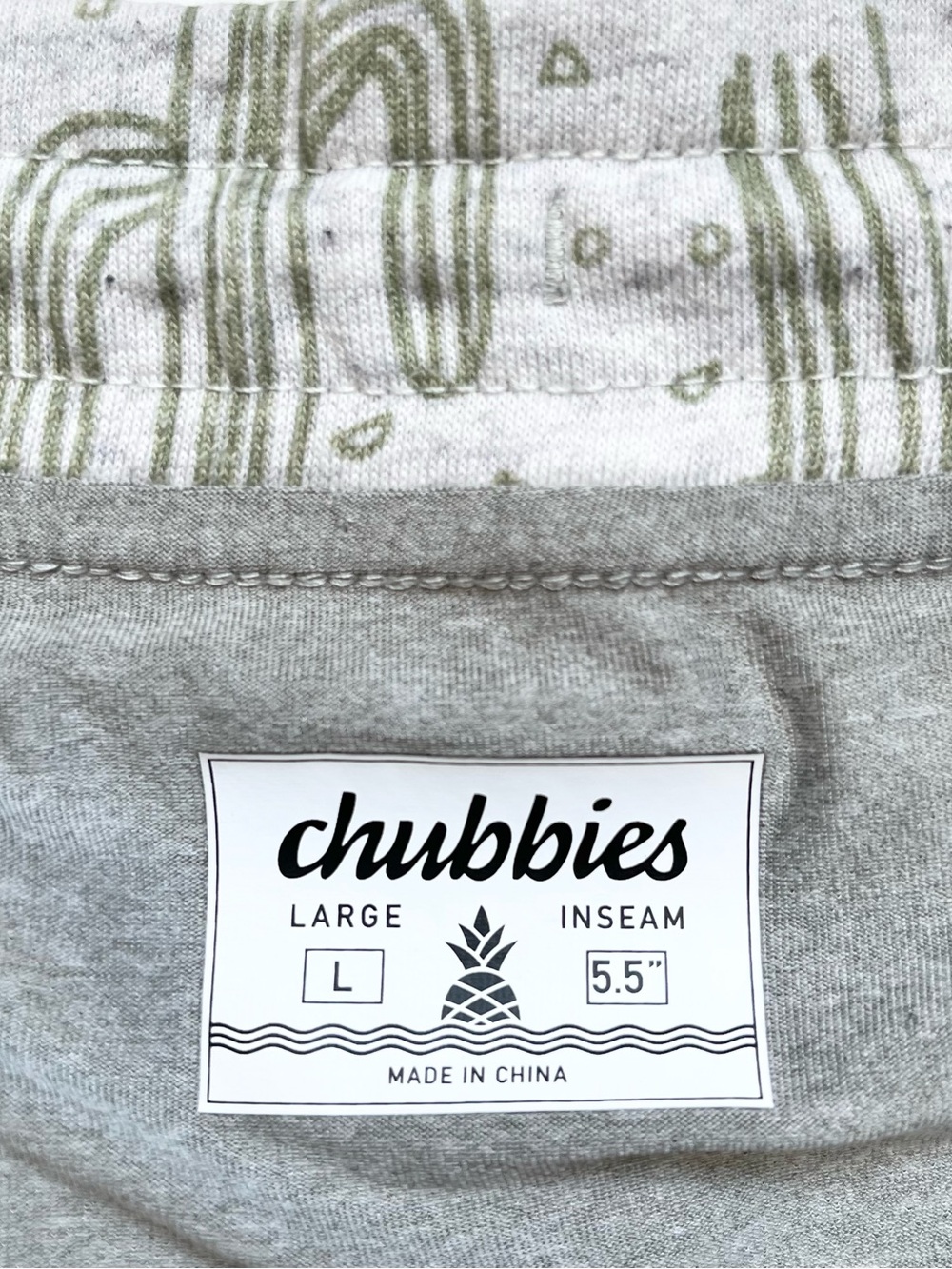 Chubbies Casual Shorts Gray with Green Cactus Print. Built in Boxer Briefs. Sz L - Picture 2 of 7